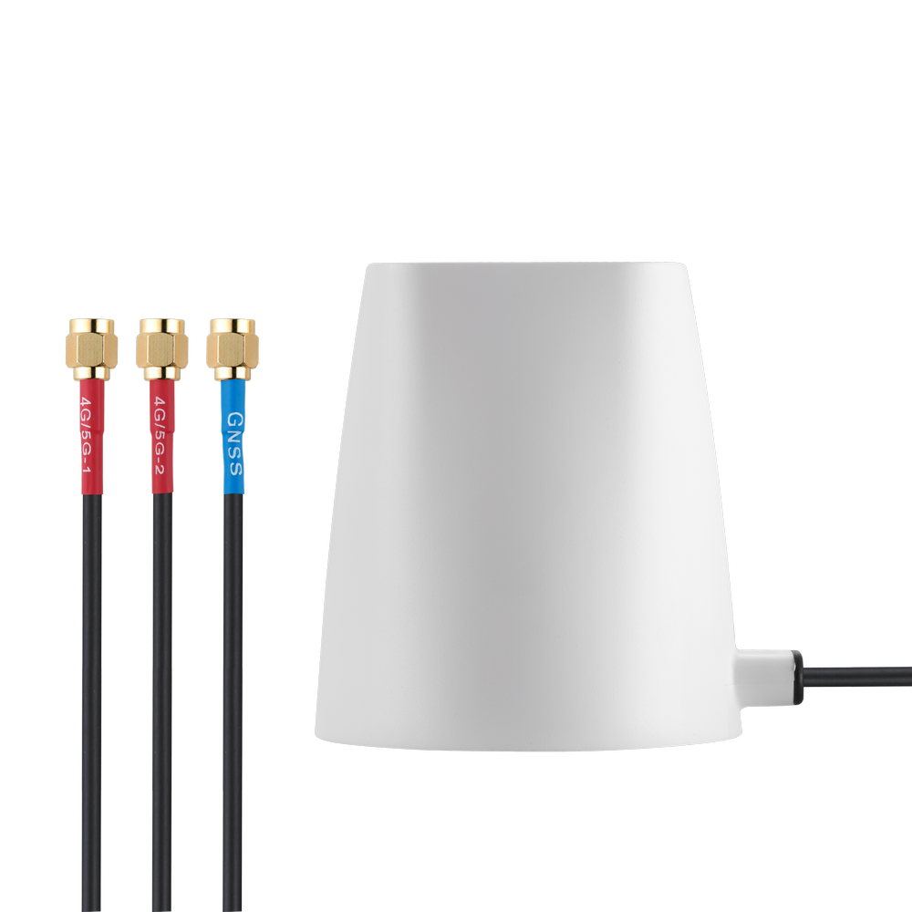 MA343.W.LBI.001 Externe Niedrigprofil MIMO 5G, GNSS Antenne Magnetbefestigung 3-in-1 Weiß IP67 für Smart Metering und Fernüberwachung, Digital Signage, Transport und Telematik